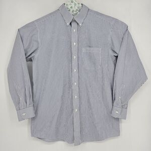 Roundtree & Yorke Shirt Mens 16 1/2 35 Blue Striped‎ EZ Wash Gold Label Business